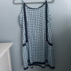 Blue slip dress with navy details Aerie